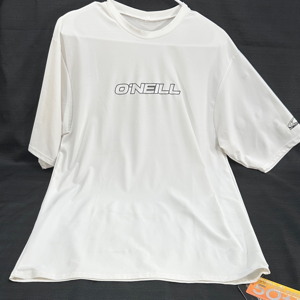 Nwt O'Neill XL Slim Fit Water Beach Shirt Rash guard Short Sleeve 50+ White